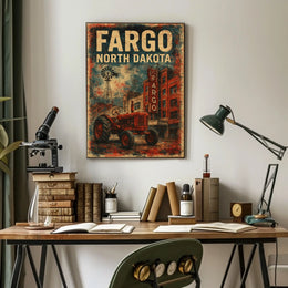 Fargo North Dakota Scenic Vintage Map Wanderlust Poster