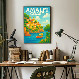 Amalfi Coast Poster Wall Art for Coastal Home Decor