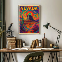 Nevada Psychedelic Desert Landscape Poster