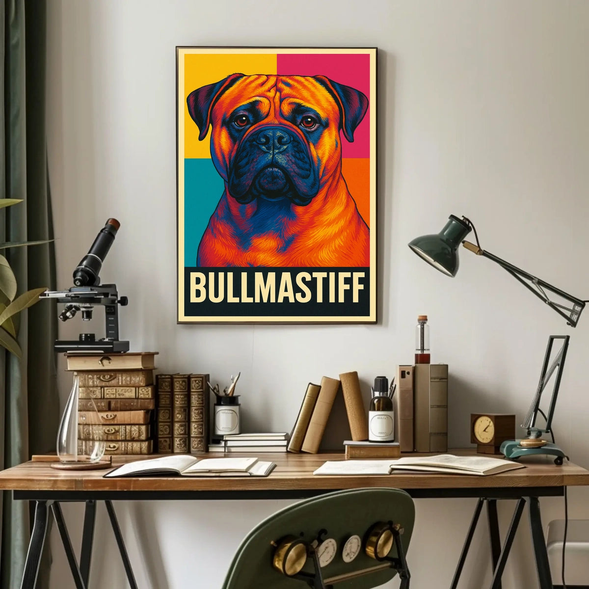 Bullmastiff A Vibrant Portrait Poster