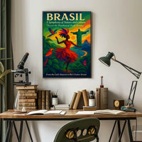 Brazil Culture and Nature Dance Parrots Christ The Redeemer Poster