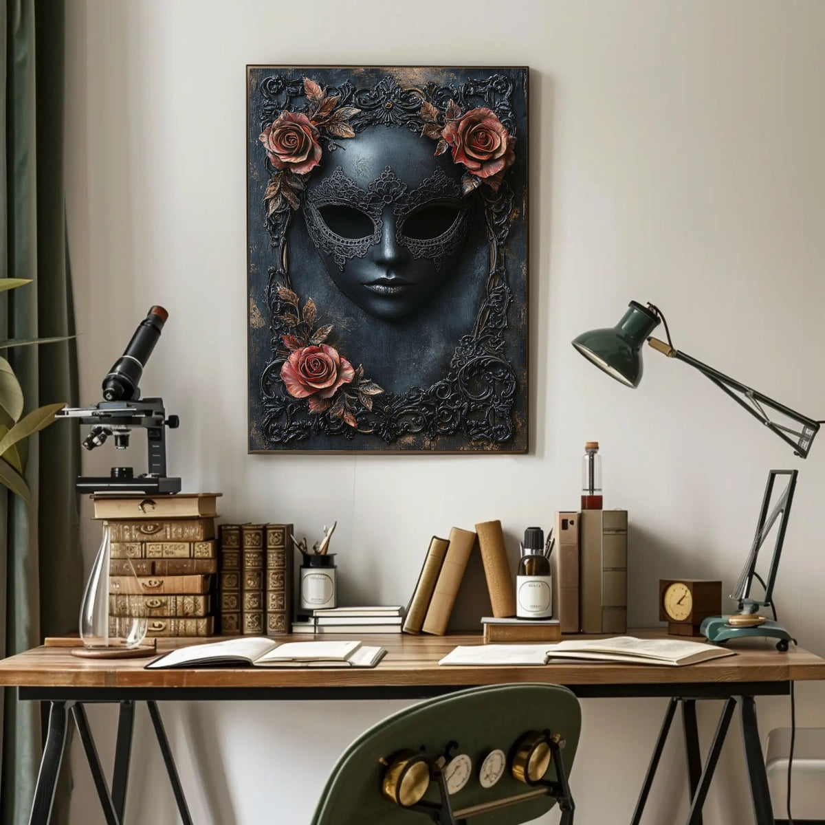 Ornate Black Mask Gothic Artistry Cultural Heritage Poster