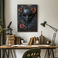 Ornate Black Mask Gothic Artistry Cultural Heritage Poster