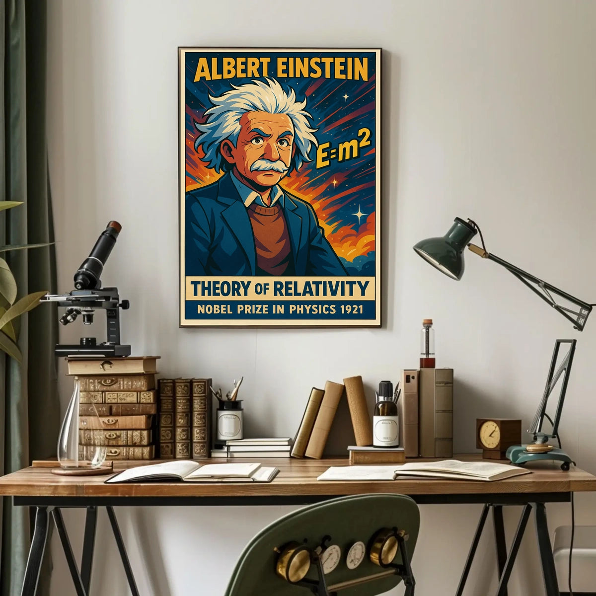 Einstein Relativity Vintage Curious Minds Poster