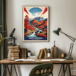Scenic Autumn Landscape Vintage Travel Poster
