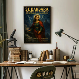 St Barbara Guardian of Thunder Poster Vintage Religious
