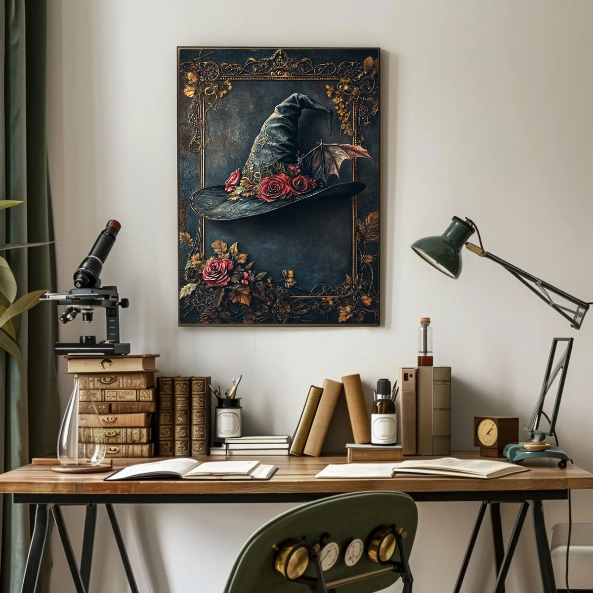 Magical Witch Hat with Roses Artistic or Pop Culture Poster