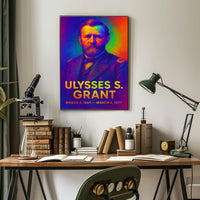 Ulysses S. Grant 18th President of the United States Neon Gradient Overlay Poster