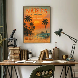 Naples Beach Vintage Travel Poster