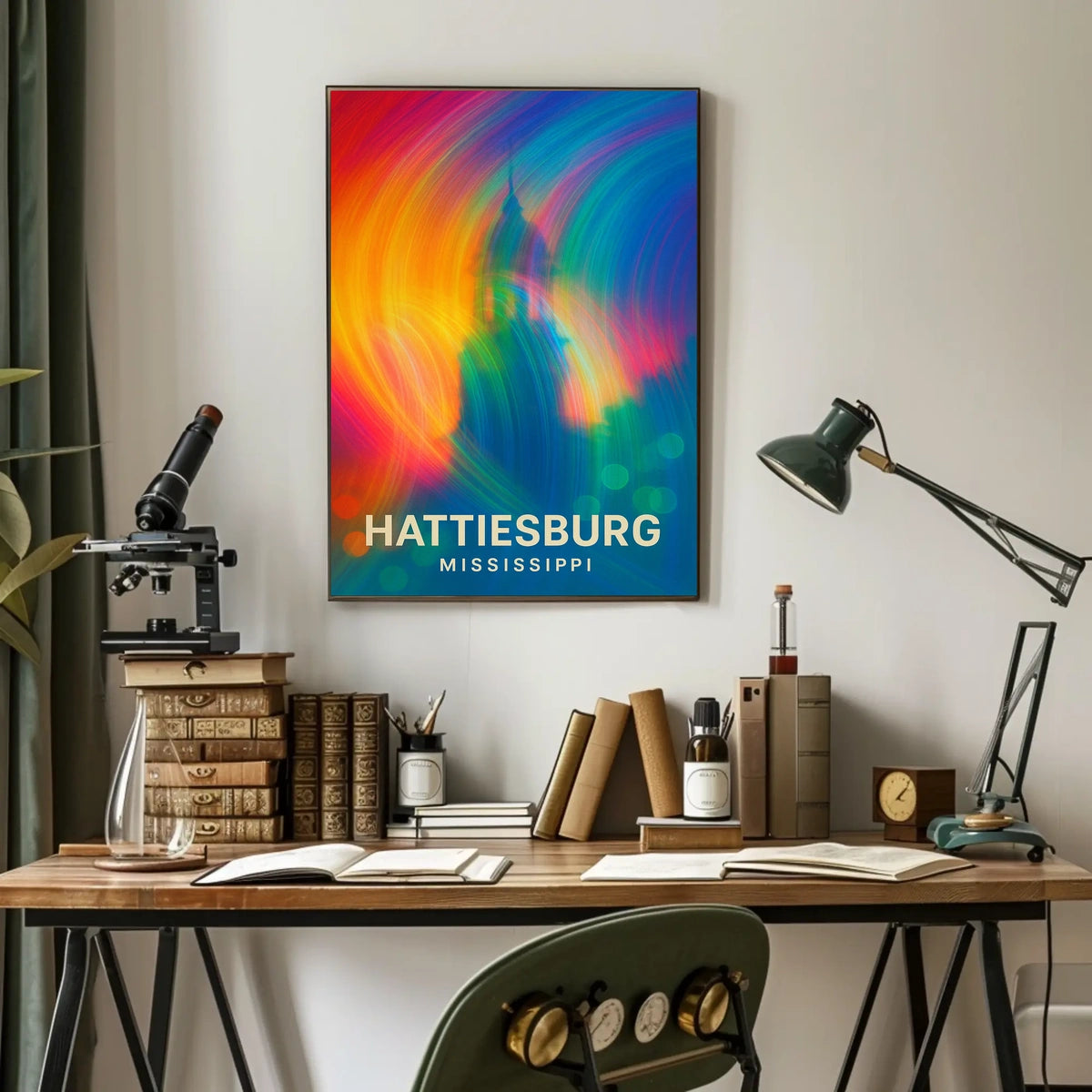 Hattiesburg Mississippi Cityscape Realism Travel Poster