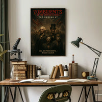 Zombified Presidents Surreal Horror Art Poster