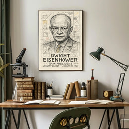 Dwight Eisenhower Vintage Sketch Line Art Collectors Poster