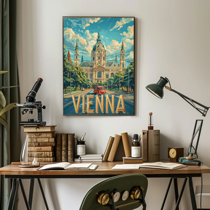 Vienna Austria Grand Palace Domes Road Travel Poster