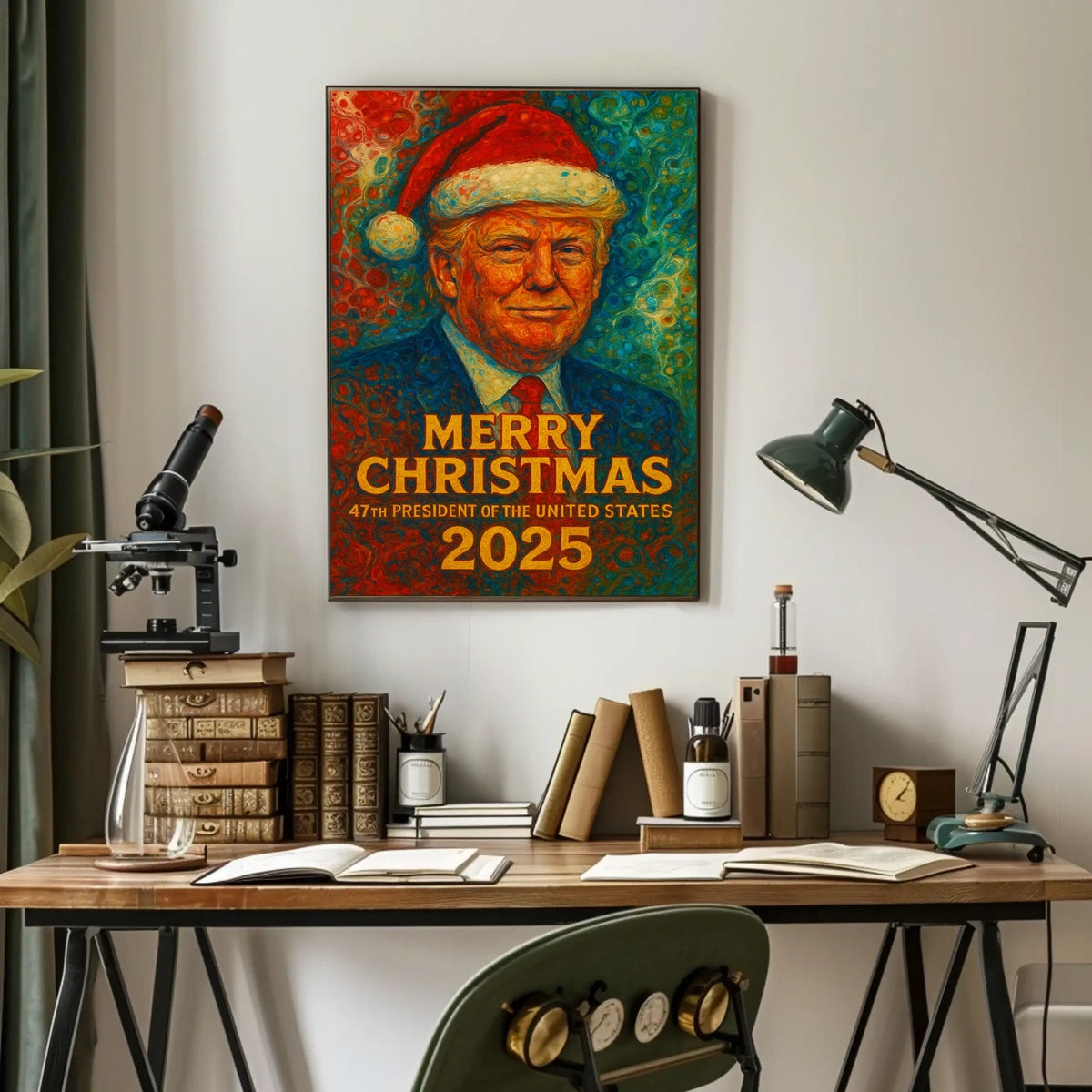 Festive Van Gogh-Inspired Merry Christmas Artistic Poster