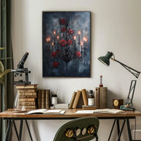 Gothic Chandelier and Rose Poster Poster