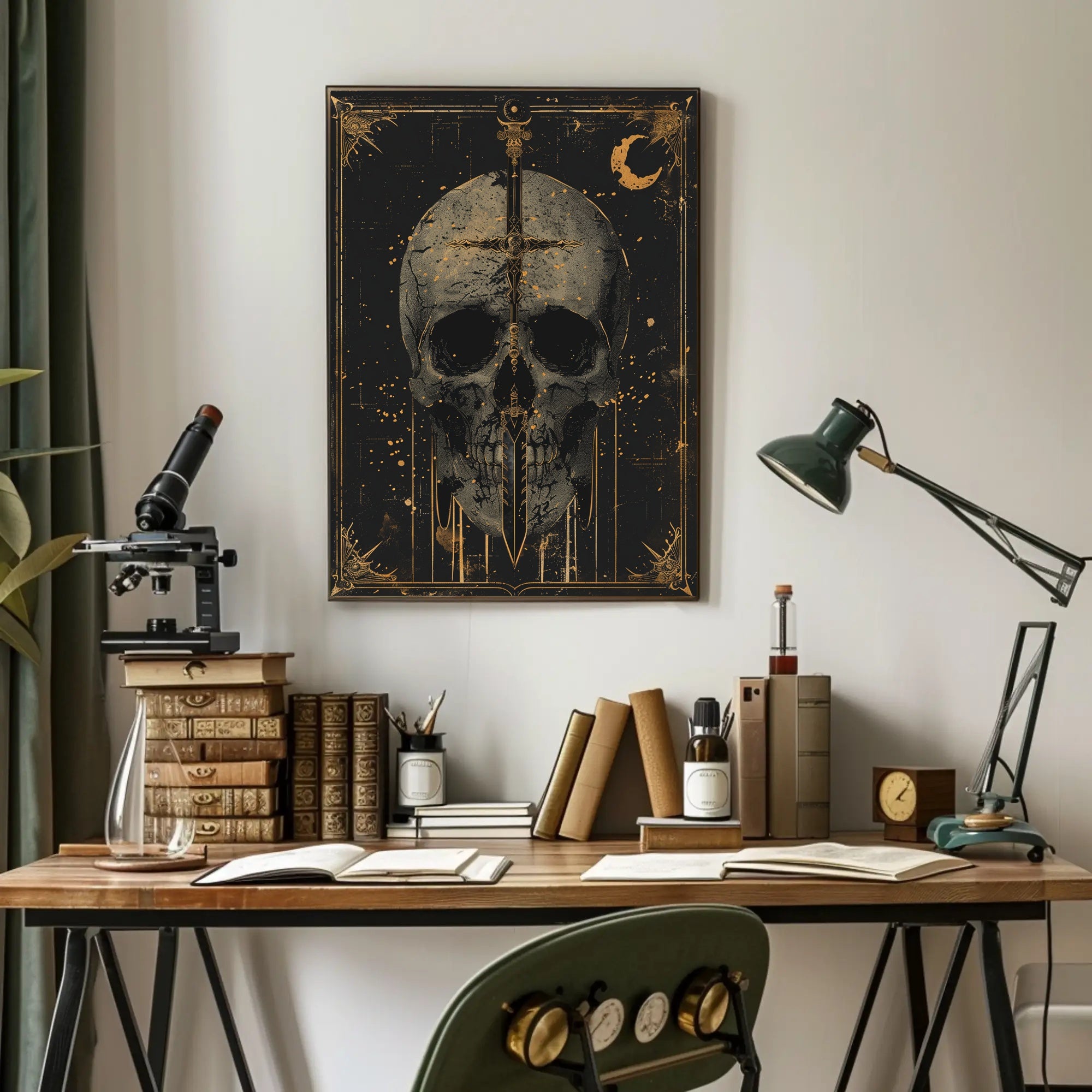 Gothic Skull Sword Vintage Art Poster Print PosterGoat