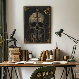 Gothic Skull Sword Vintage Art Poster Print PosterGoat