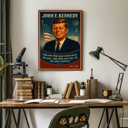John F. Kennedy Inspirational Patriotic Vintage Poster