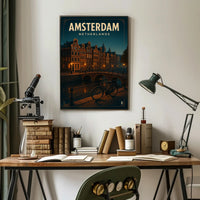 Serene Amsterdam Evening Travel Poster PosterGoat