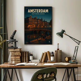 Serene Amsterdam Evening Travel Poster PosterGoat