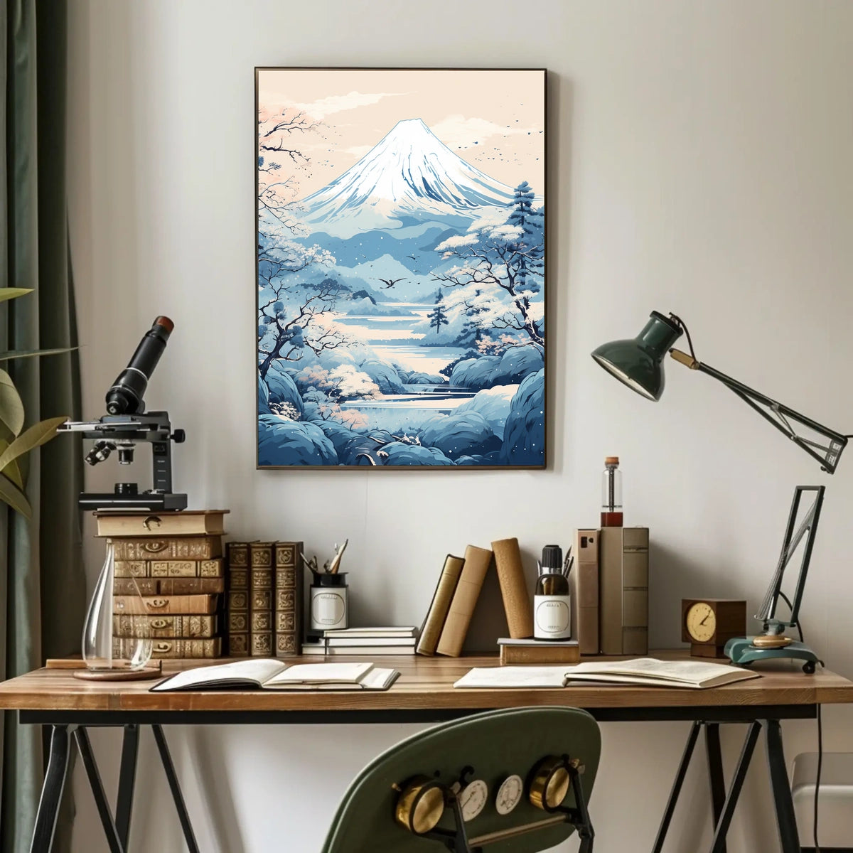 Serene Japanese Landscape Inspired Artistic Poster