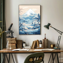 Serene Japanese Landscape Inspired Artistic Poster