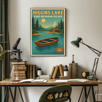 Higgins Lake Vintage Travel Poster Wall Art