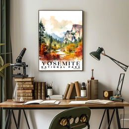 Yosemite Watercolor Wall Art Poster