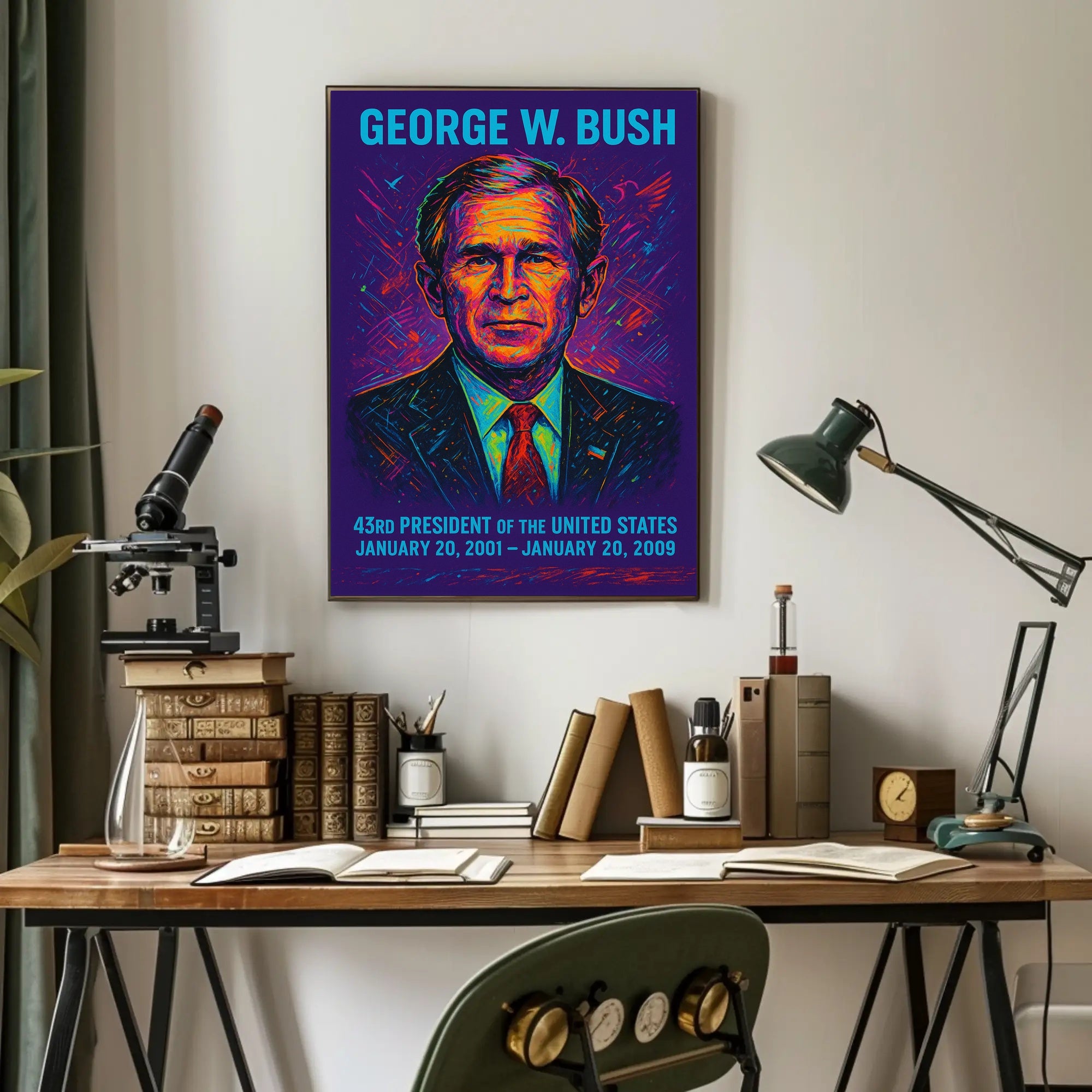 George W. Bush Neon Art Historical or Presidential Poster