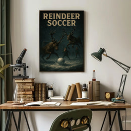REINDEER SOCCER: Whimsical Holiday Fantasy Poster Art