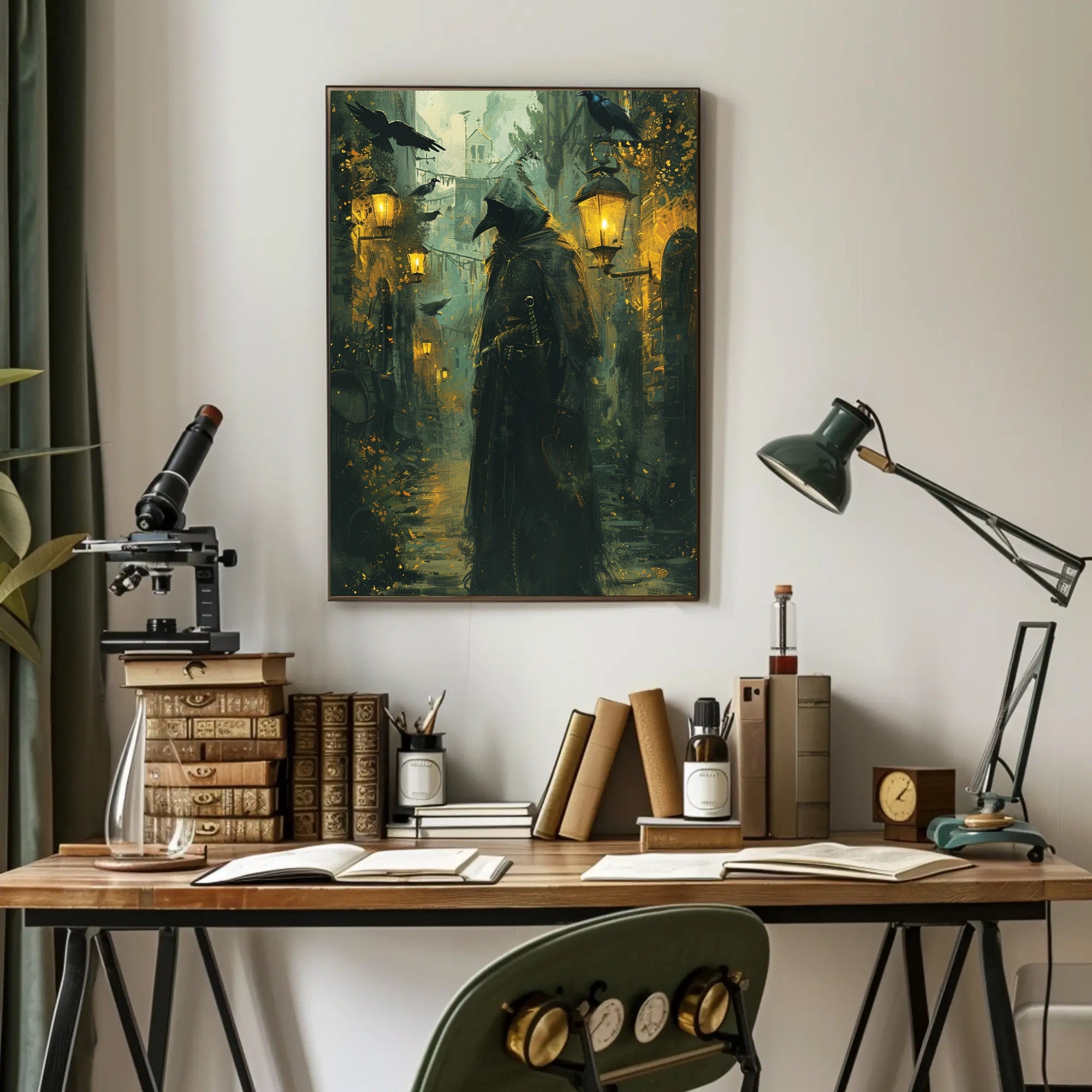 Medieval Plague Doctor Gothic Illustration Poster PosterGoat