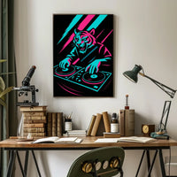 Neon Dj Tiger Poster
