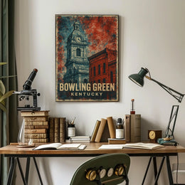 Bowling Green Kentucky Vintage Scenic Wanderlust Poster