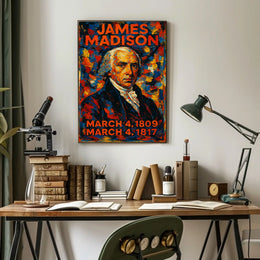 James Madison 4th President of the United States Glitch Hop Art Poster