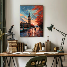Autumn Stroll By Big Ben Poster PosterGoat