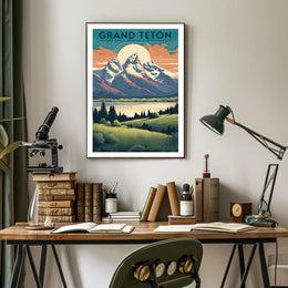 Grand Teton Vintage Travel Poster Print Wall Art