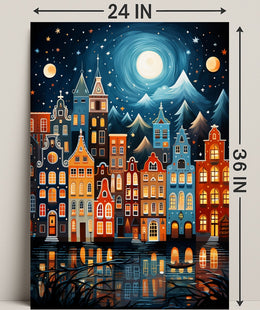 Enchanted Cityscape By Moonlight Poster