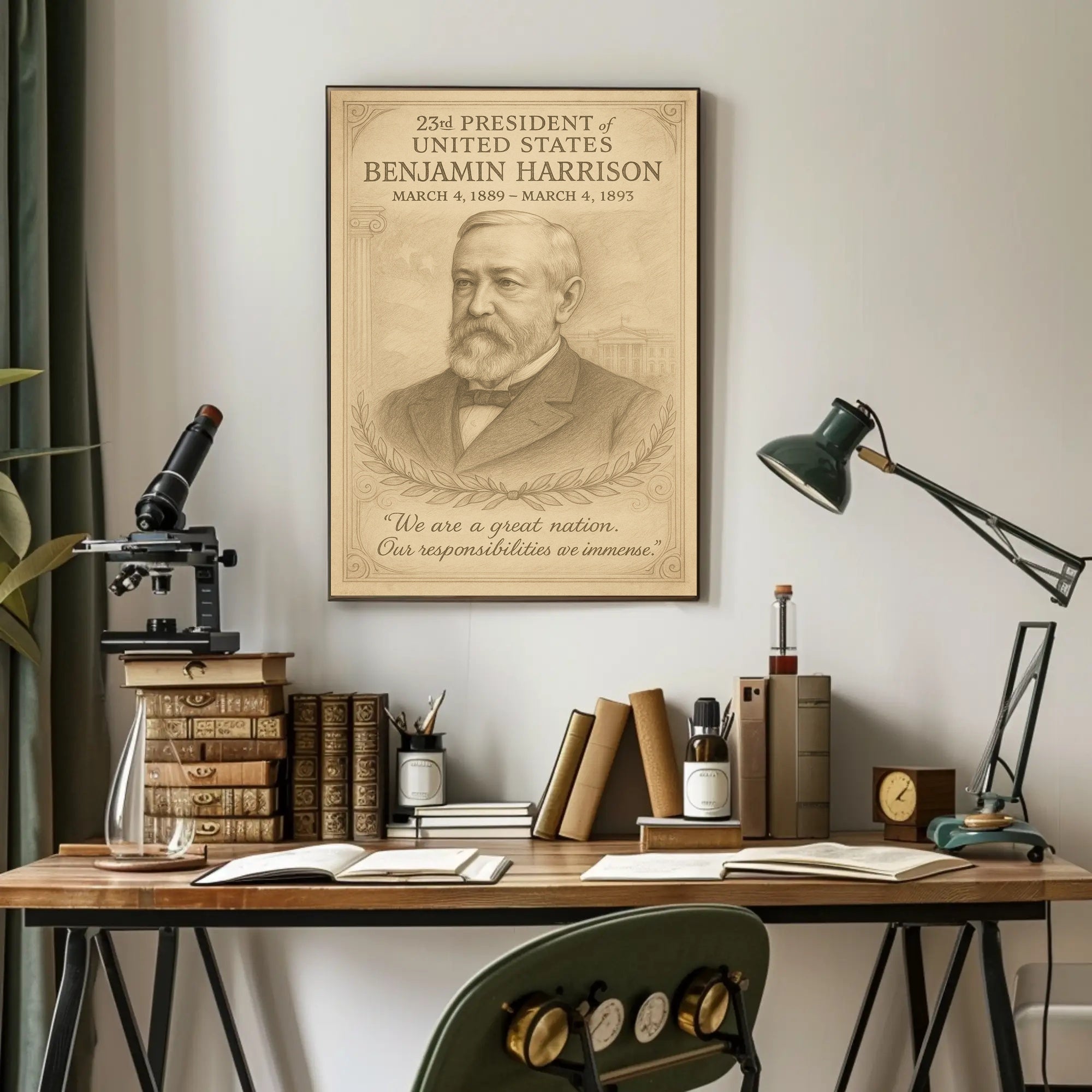 Benjamin Harrison 23rd President Sketch Poster Art Print Decor PosterGoat
