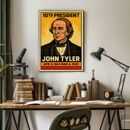 John Tyler 10th President of the United States Inked Comic Style Poster