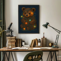 Festive Bear With Lights Poster