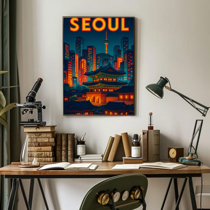 Seoul Palace and Tower Skyline Poster