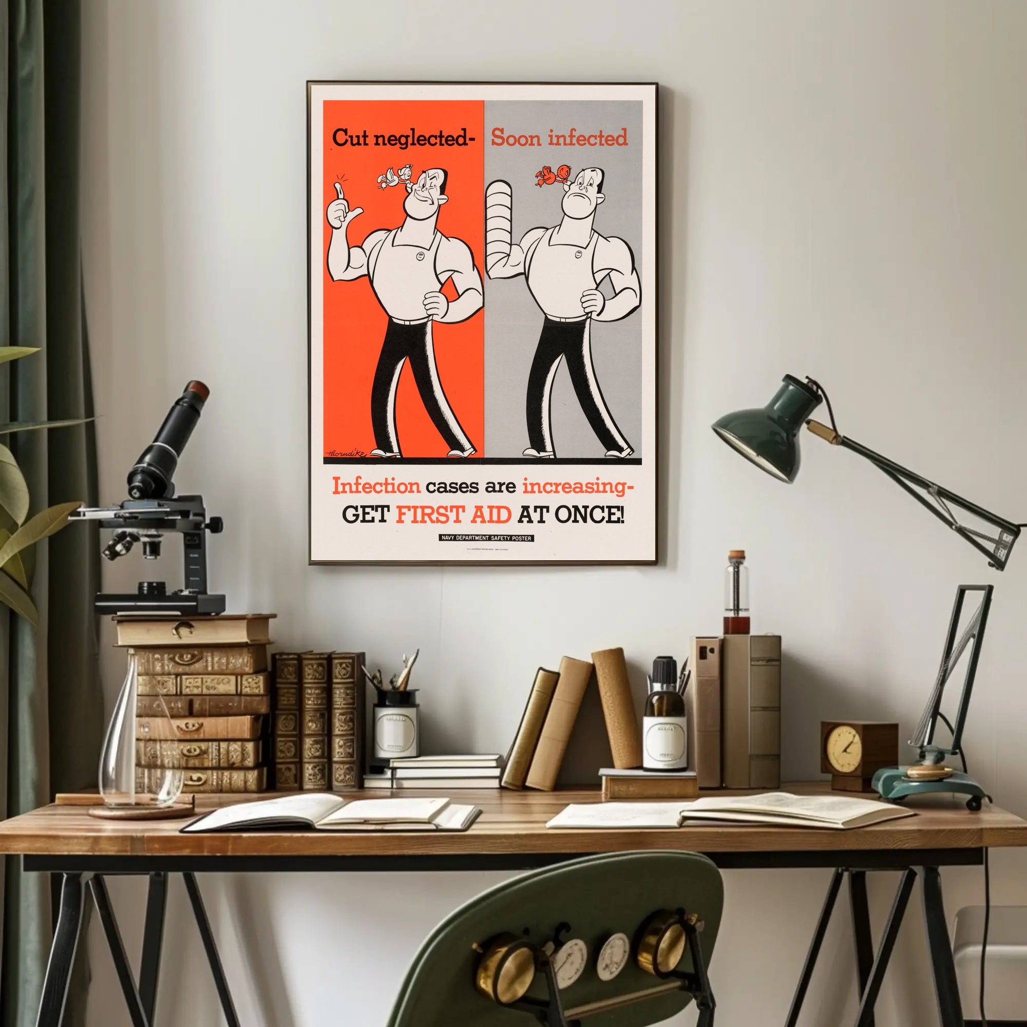 Vintage Navy Department First Aid WWII Poster PosterGoat
