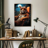 Lush Tropical Tiger Sitting Sunglasses Animal Poster