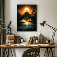Sunset Over The Pyramids Poster