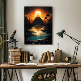 Sunset Over The Pyramids Poster