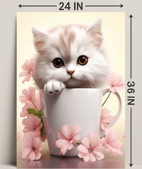Kitten In A Cup Poster PosterGoat