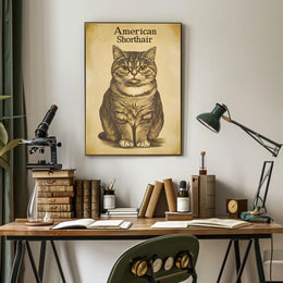 American Shorthair Cat Vintage Illustration Poster