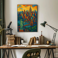 New York City Skyline Poster Vibrant Modern Wall Art