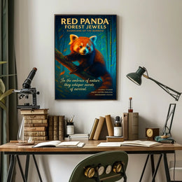Red Panda Forest Jewels Poster