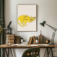Yellow Cat Poster Whimsical Wall Art Print